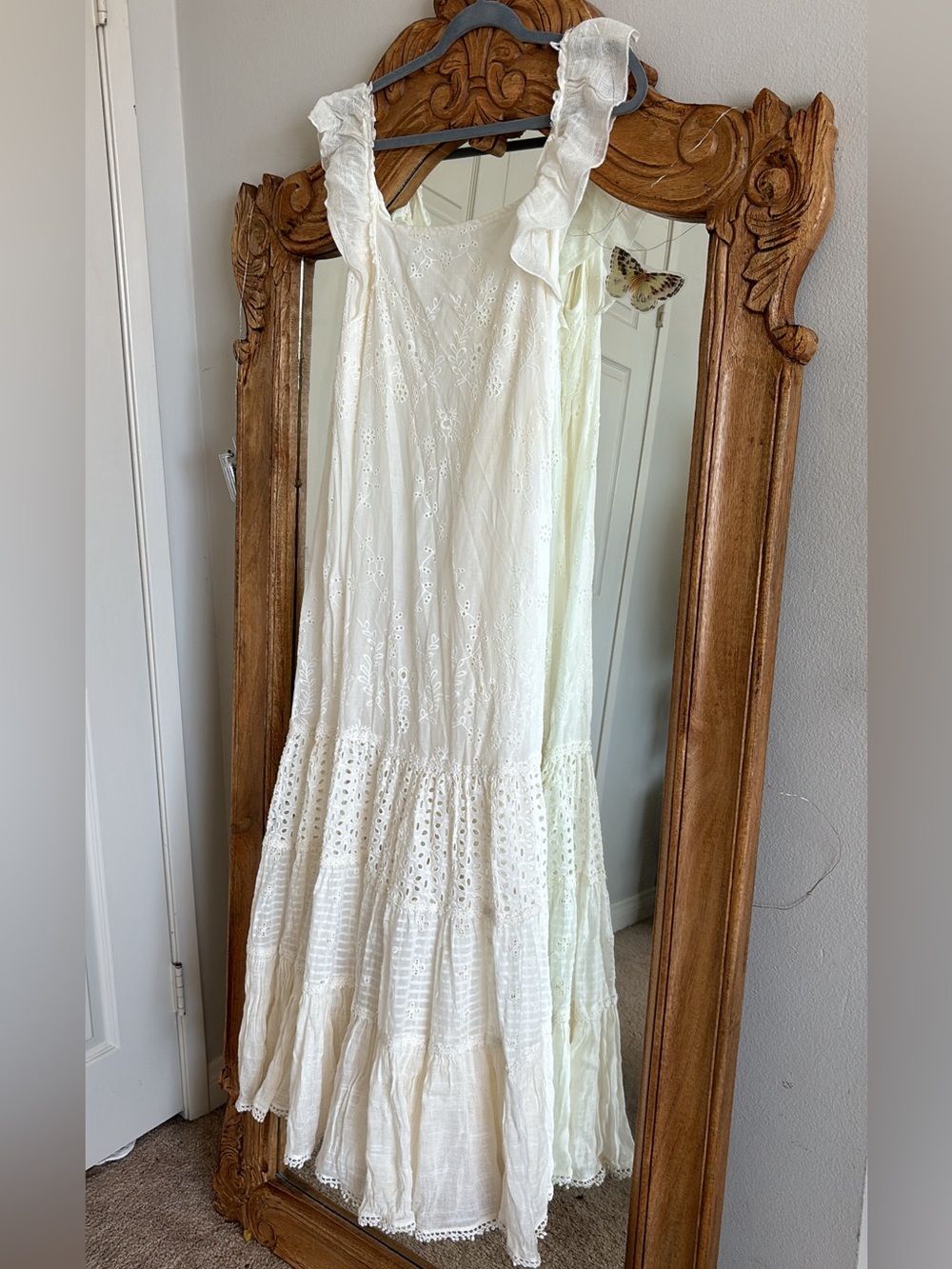 Anthropologie eyelet maxi dress Payal Jain in ivory bohemian cottagecore dress
